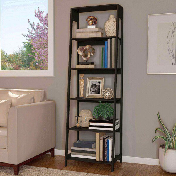 Hastings Home Freestanding Ladder Bookcase, Black 700157EKD - main